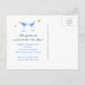 かわいいマルガリータグラス新年イブパーティーポストカード インビテーションポストカード (裏面)