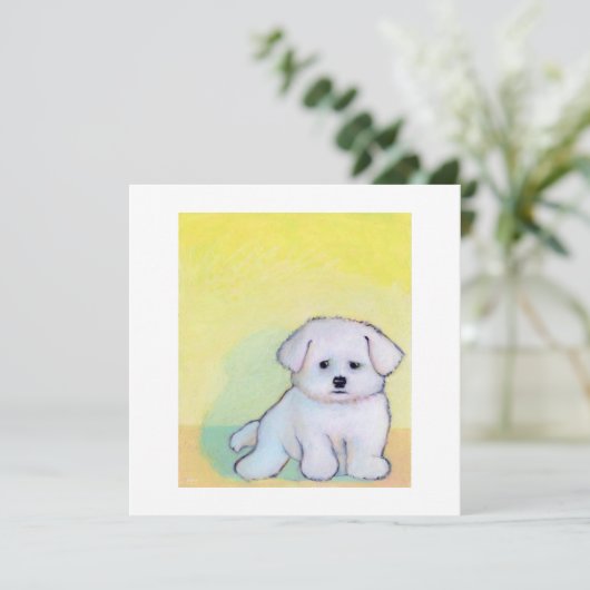 かわいいマルタの子犬を引く小さく白い犬の芸術 案内状 (スタンド正面)