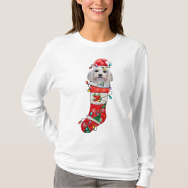 かわいいマルタ犬のクリスマス マルタ犬のXmas Tシャツ