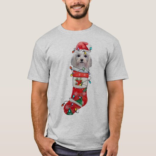 かわいいマルタ犬のクリスマス マルタ犬のXmas Tシャツ (正面)