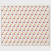 かわいいマルチーズとサンタハットパターンクリスマス ラッピングペーパー (フラット)