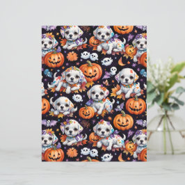 かわいいマルチーズの子犬のハロウィンスクラップブックペーパー