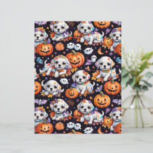 かわいいマルチーズの子犬のハロウィンスクラップブックペーパー