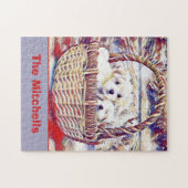 かわいいマルチーズの子犬の恋人 ジグソーパズル (横)