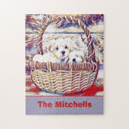 かわいいマルチーズの子犬の恋人 ジグソーパズル