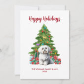 かわいいマルチーズの家族のクリスマス シーズンカード (正面)