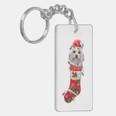 かわいいマルチーズドッグクリスマス、クリスマスマルチーズドッグ キーホルダー (正面左)