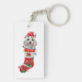 かわいいマルチーズドッグクリスマス、クリスマスマルチーズドッグ キーホルダー (裏面)