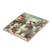 かわいいマルチーズパピー絵を描ズ タイル (側面)