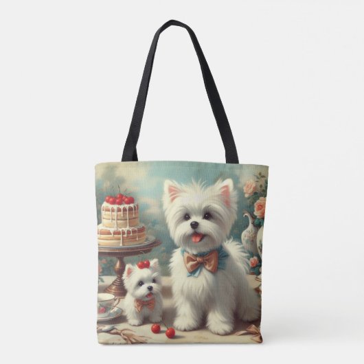 かわいいマルチーズパピー絵を描ズ トートバッグ (裏面)