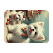 かわいいマルチーズパピー絵を描ズ マグネット (横)