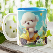 かわいいマルチーズ子犬イエロースクーターパーソナライズされた