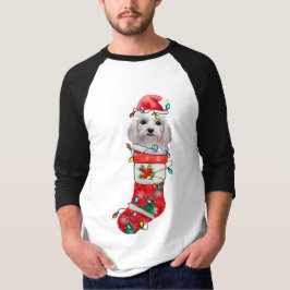 かわいいマルチーズ犬のクリスマス、Xmasマルチーズ犬 Tシャツ