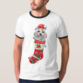 かわいいマルチーズ犬のクリスマス、Xmasマルチーズ犬 Tシャツ