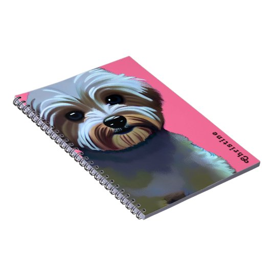 かわいいマルティポアートイラストレーションと名前をカスタムする ノートブック (右側)