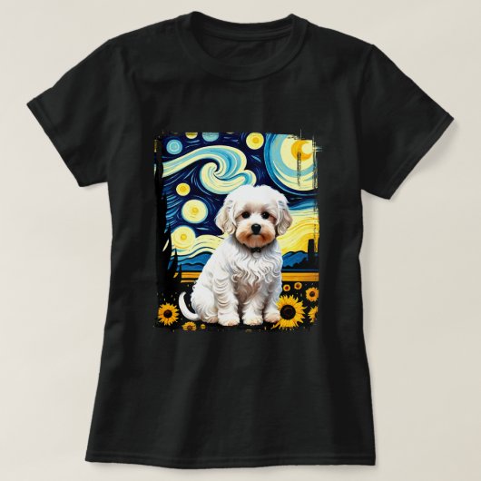 かわいいマルティポポップ・アートのドグアートカラフルデザインプードルL Tシャツ (デザイン正面)