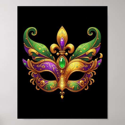 かわいいマルディグラスマスクおもしろい2025マルディグラスパーティーキッド ポスター (正面)