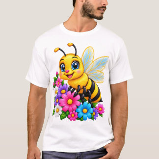 かわいいマルハナバチとカラフルな花 - 愛らしい蜂 Tシャツ