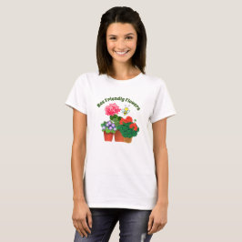 かわいいマルハナバチの植物柄クルーネックTシャツ Tシャツ