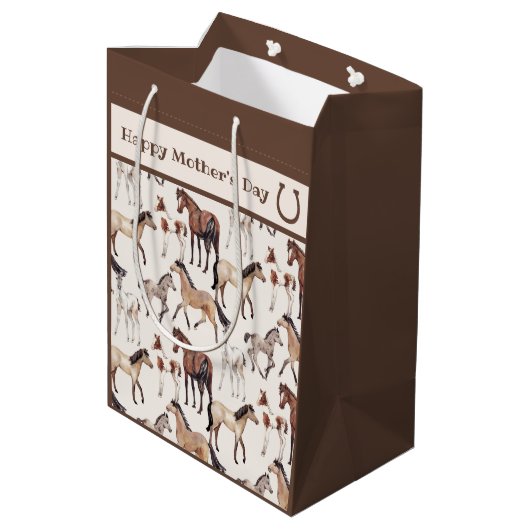 かわいいマレスとフォアールの馬の母の日 ミディアムペーパーバッグ (裏面アングル)