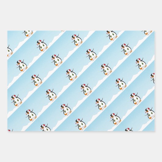 かわいいマンおもしろいガペンギンのメリークリスマス ラッピングペーパーシート (正面3)