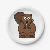 かわいいマンガおもしろいビーバーウッドランド ペーパープレート (正面)