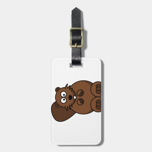かわいいマンガおもしろいビーバーウッドランド ラゲッジタグ (正面縦)