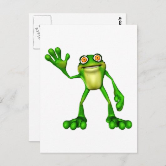 かわいいマンガにカエルを振るFroggie ポストカード (正面/裏面)