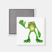 かわいいマンガにカエルを振るFroggie マグネット (正面/裏面)