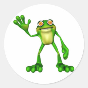 かわいいマンガにカエルを振るFroggie ラウンドシール