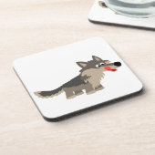 かわいいマンガのおなかをすかせたオオカミのコースターセット コースター (左側)