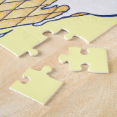 かわいいマンガのアイスクリームとカップケーキ、かわいいスイーツ ジグソーパズル (側面)