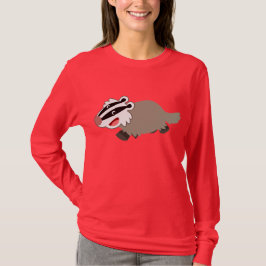 かわいいマンガのアナグマの女性Tシャツ Tシャツ