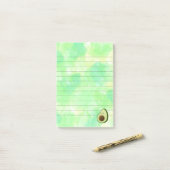 かわいいマンガのアボカドの水彩背景が並ぶ ポストイット (デスク上)