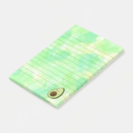 かわいいマンガのアボカドの水彩背景が並ぶ ポストイット (アングル)