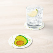 かわいいマンガのアボカドの水色 ラウンドペーパーコースター (インサイチュ)