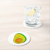 かわいいマンガのアボカドの水色 ラウンドペーパーコースター (インサイチュ)