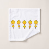 かわいいマンガのイエローアヒル（5匹） バスタオルセット (ウォッシュタオル)