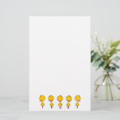 かわいいマンガのイエローアヒル（5匹） 便箋 (スタンド正面)