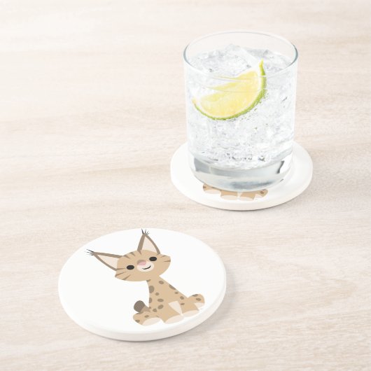 かわいいマンガのオオヤマネコ コースター (側面)