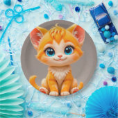 かわいいマンガのオレンジ色の子猫 ペーパープレート (パーティー)