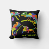 かわいいマンガのカメレオン明るい色パーソナライズされた クッション (正面)