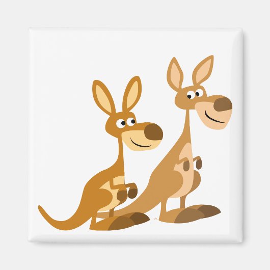 かわいいマンガのカンガルー磁石2個 マグネット (正面)