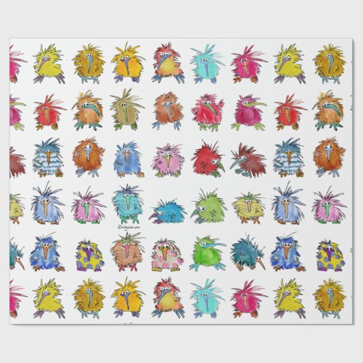 かわいいマンガのキウイ鳥30羽 ラッピングペーパー (フラット)