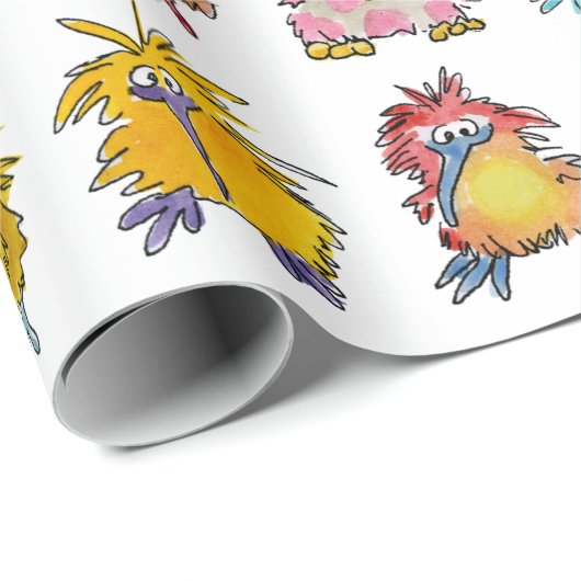 かわいいマンガのキウイ鳥30羽 ラッピングペーパー (ロールコーナー)