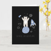 かわいいマンガのクマの宇宙 カード (黄色い花)