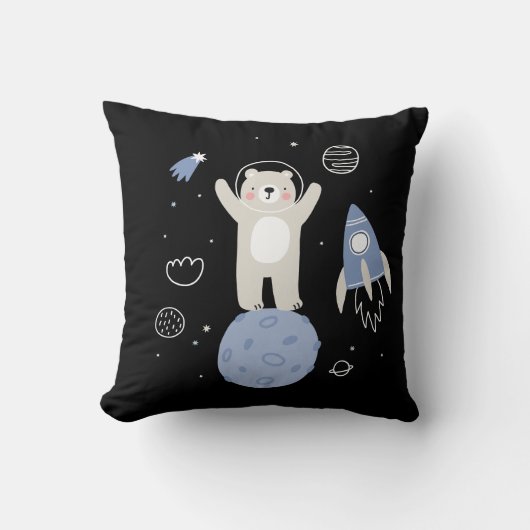 かわいいマンガのクマの宇宙 クッション (正面)