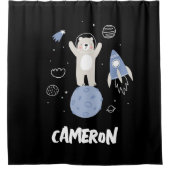 かわいいマンガのクマの宇宙 シャワーカーテン (正面)