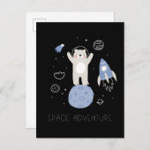 かわいいマンガのクマの宇宙 ポストカード (正面/裏面)