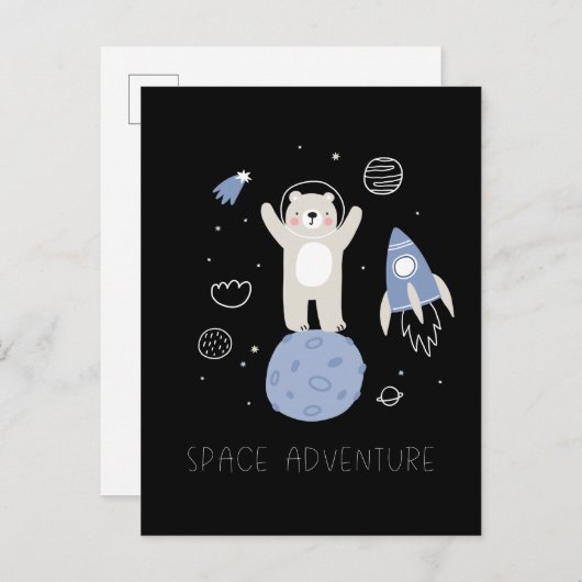 かわいいマンガのクマの宇宙 ポストカード (正面/裏面)